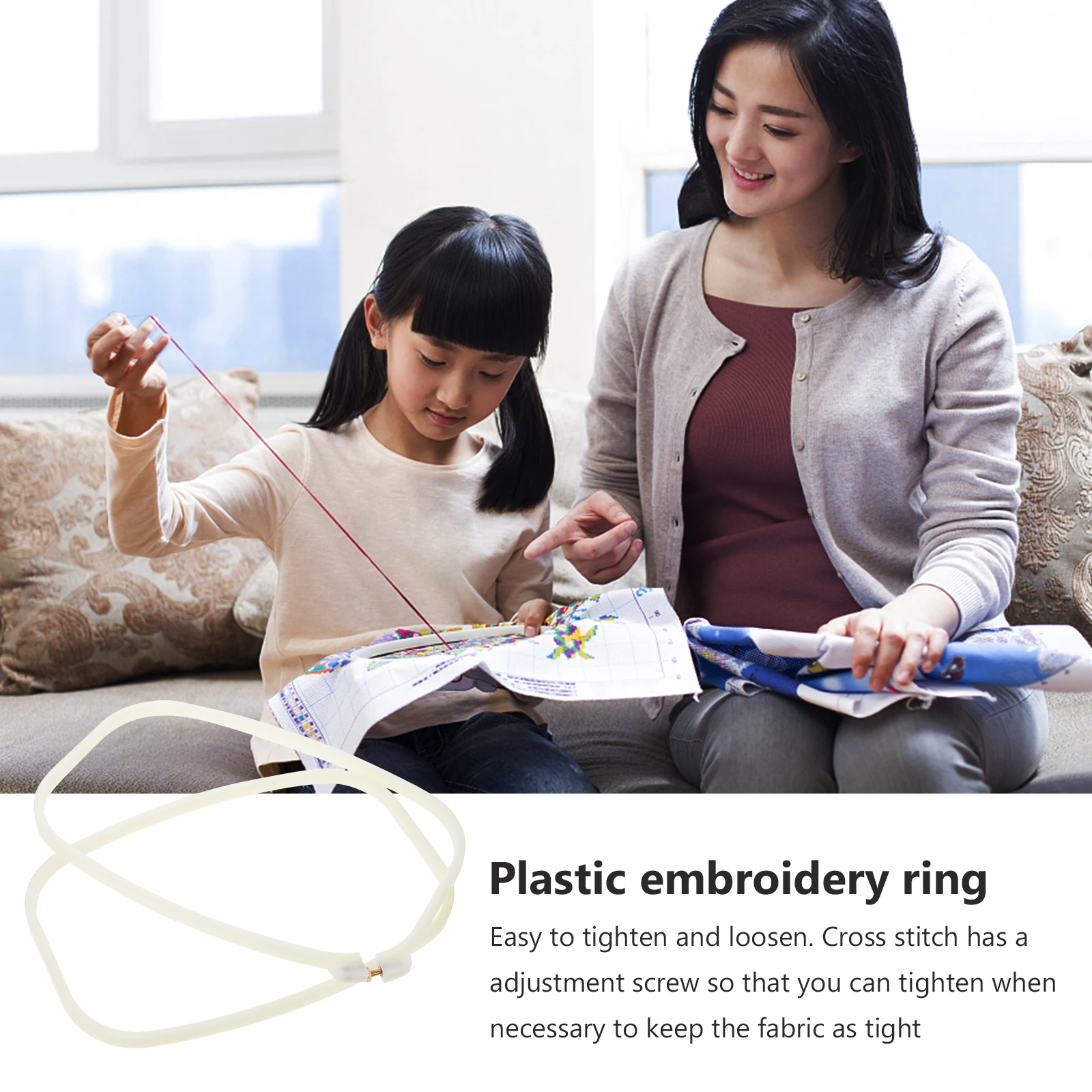 

2Pcs Embroidery Hoops Plastic Cross Stitch Rings Adjustable Tightening Frame DIY Needlework Craft Supplies Embroidery Tools