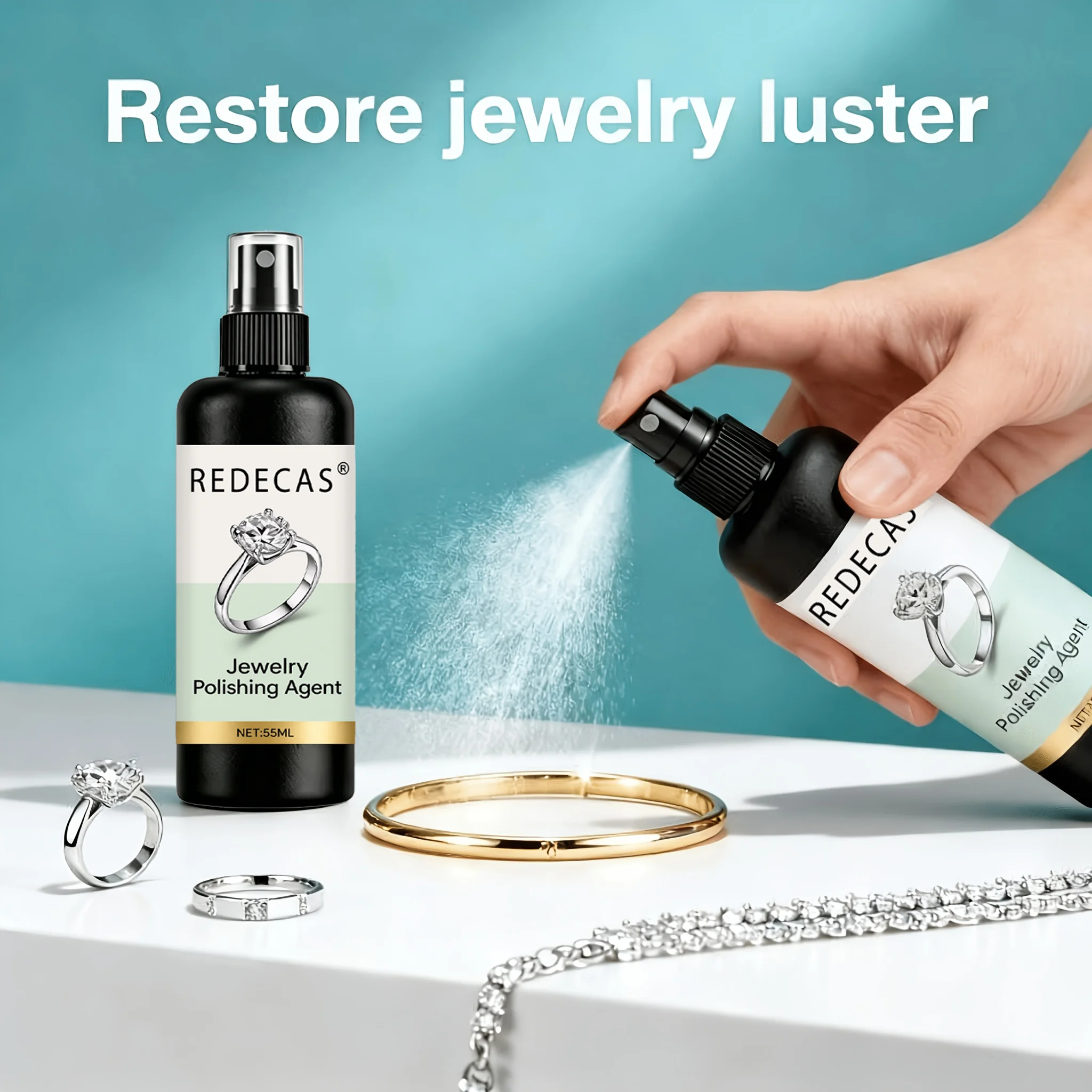 Verbessertes Schmuck-Polierspray: Schnelle Oxidations- und Anlauffleckenentfernung, stellt den Glanz wieder her, sanfter Farbschutz, keine Beschädigung des Schmucks – Detail 2
