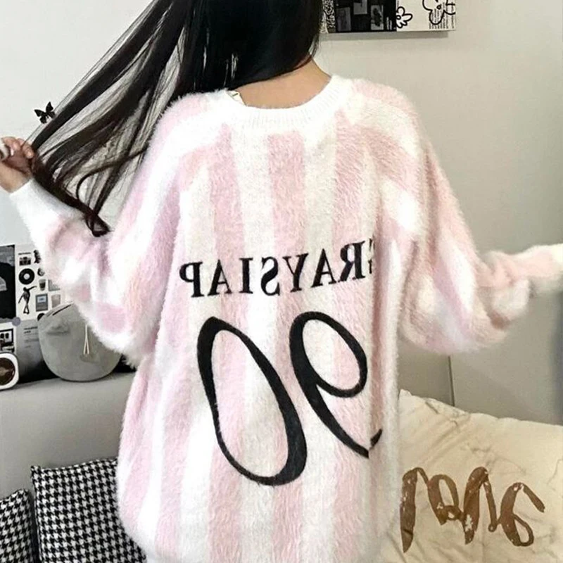 Cute Hello Kitty Y2K Sweater Sanrio Kawaii Anime Long Sleeve T-Shirt Girl Heart Cartoon Print V-Neck Top Lovely Clothes Kid Gift