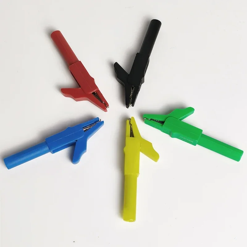 

4/10pcs -Fully Insulated Brass Test Clips 5mm Mini Jaw 4mm Safety Banana Jack, High Voltage Proof 3000V, for Electrical Testing