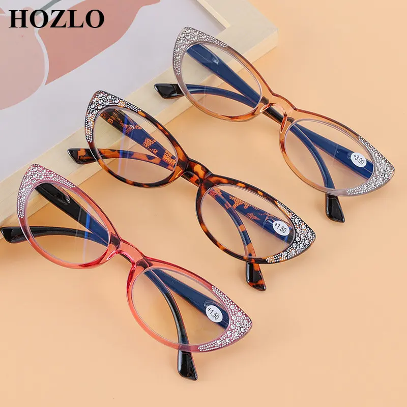 

Cat Eye diamond Glasses Women Reading Glasses Men Hyperopia Computer Reading Glasses blue light readers Diopter Female Goggle