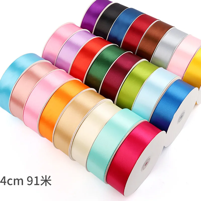 100Yards 40mm Silk Satin Ribbons for Crafts Bow Handmade DIY Gift Wrap Party Wedding Decorative