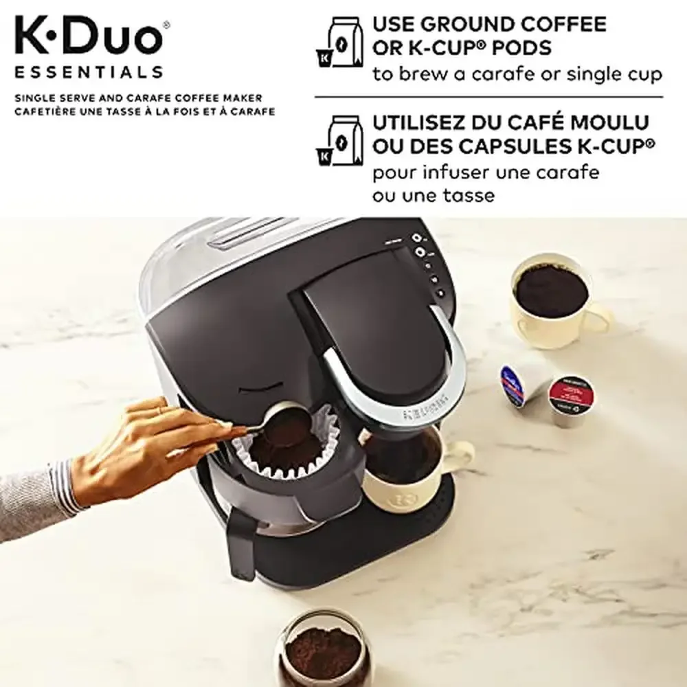 Single Serve & Carafe Coffee Maker Programmable Gray Glass  Pod 12 oz Capacity Auto Off Feature Compatible with My K-Cup Filter