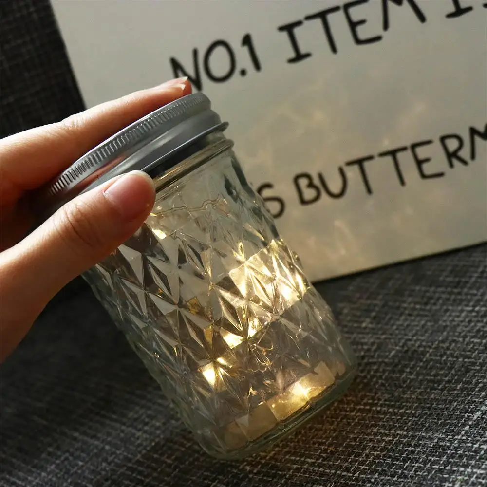 Solar Light Mason Jar Lamp 10 LED Plastics LED Light Firefly Lamp Night Light Intelligent String Lamp Christmas