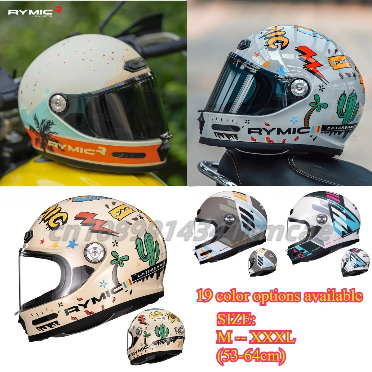 

RYMIC Ретро круизный полный шлем мотоциклетный шлем мужской и женский локомотив четыре сезона шляпа Bluetooth слот casco moto talla s