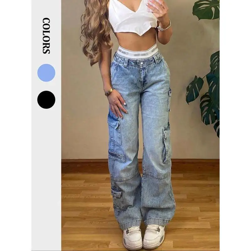 

Loose Women's Denim Jeans Casual High Waist Trousers Neutral Style Other Material 100% Spring Collection Fashionable Streetwear