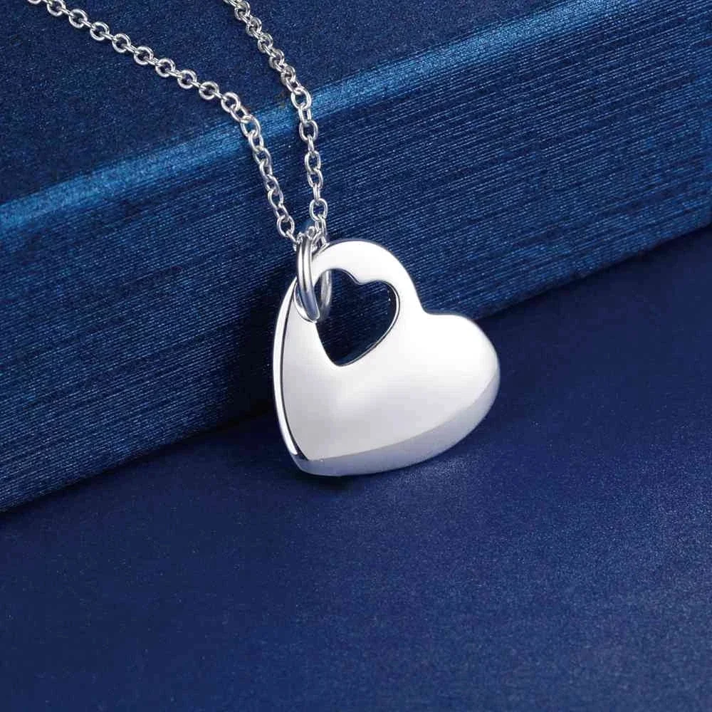 wholesale 925 Sterling Silver Romantic Heart Pendant Necklace for Women Christmas Gifts Fashion Luxury Party Wedding Jewelry