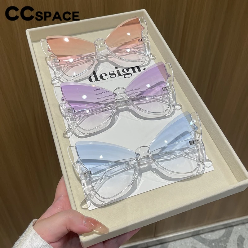 نظارات شمسية كبيرة الحجم على شكل فراشة للنساء نظارات كلاسيكية بدون إطار UV400 للسيدات بنصف إطار Sunies 310018