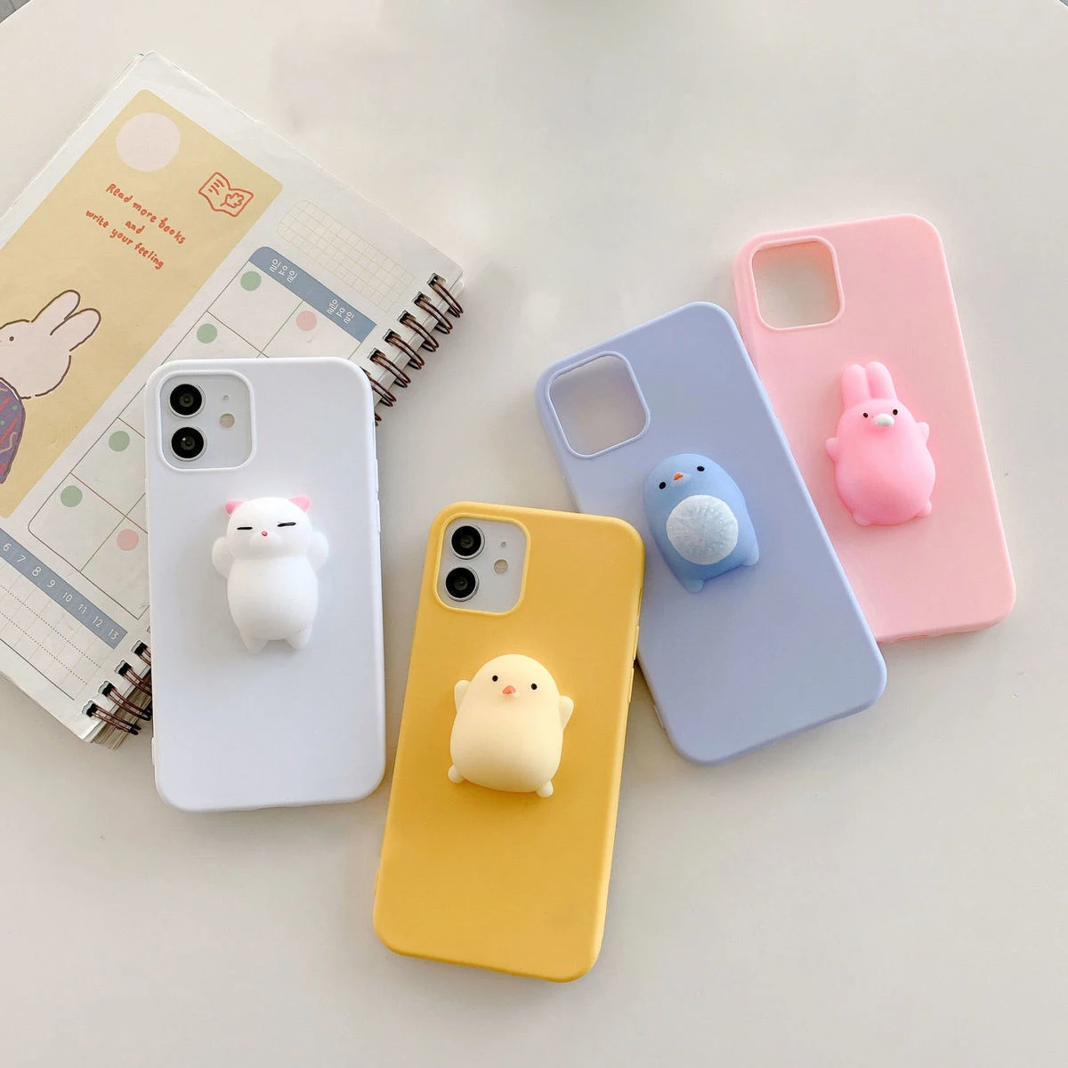 Cartoon 3D Reliver Stress Toys Case For Samsung Galaxy Note 20 Ultra 10 9 8 A10 A20 A30 A50 A70 Animals Rabbit Cat Soft Cover