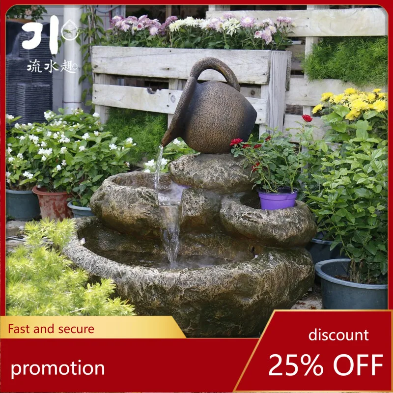 

HT Courtyard Rockery Water Fountain Landscape Wealth-Attracting Ornament Fish Pond Balcony Garden Home Stone Decoration