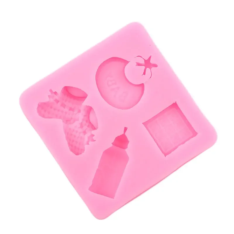 Baby Shoes Bib Baby Bottle Silicone Mold Baby Birthday Cake Decorating Tools Candy Chocolate Fondant Molds Cake Border Moulds