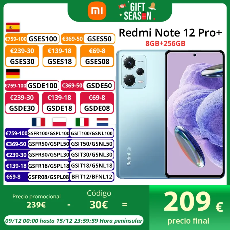 Xiaomi-smartphone Redmi Note 12 Pro + Plus, versión Global, 5G, Triple CÁMARA DE 200MP, OIS, 120W, hipercarga, Pantalla AMOLED de 6,67 pulgadas,