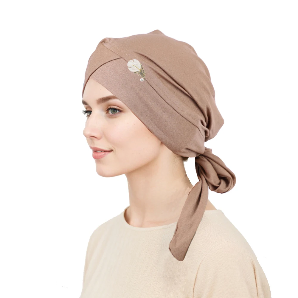 Designer Moslim Hoed met Broche Set Mode Effen Zwarte Hijab Caps voor Vrouwen Nieuwe Head Cover Clips Geschenken Dagelijks Groothandel RIMAIRE