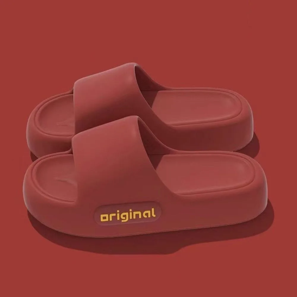 

Повседневные модные толстые тапочки на платформе, пляжная обувь на мягкой подошве, нескользящие шлепанцы, сандалии-шлепанцы с надписью, домашняя обувь унисекс