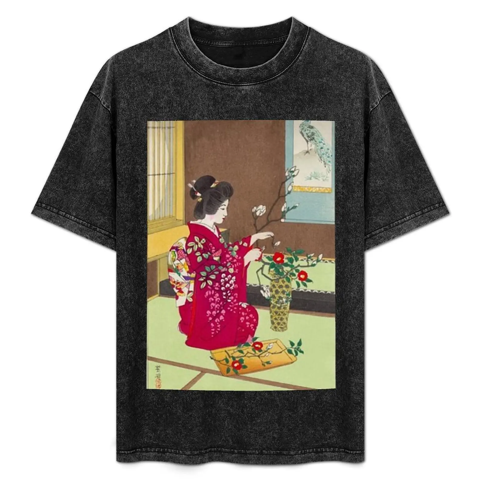 

Ikebana Flowers Japan Kimono Japanese Lady T-Shirt custom t shirt summer top essential t shirt t shirt men 100℅ cotton