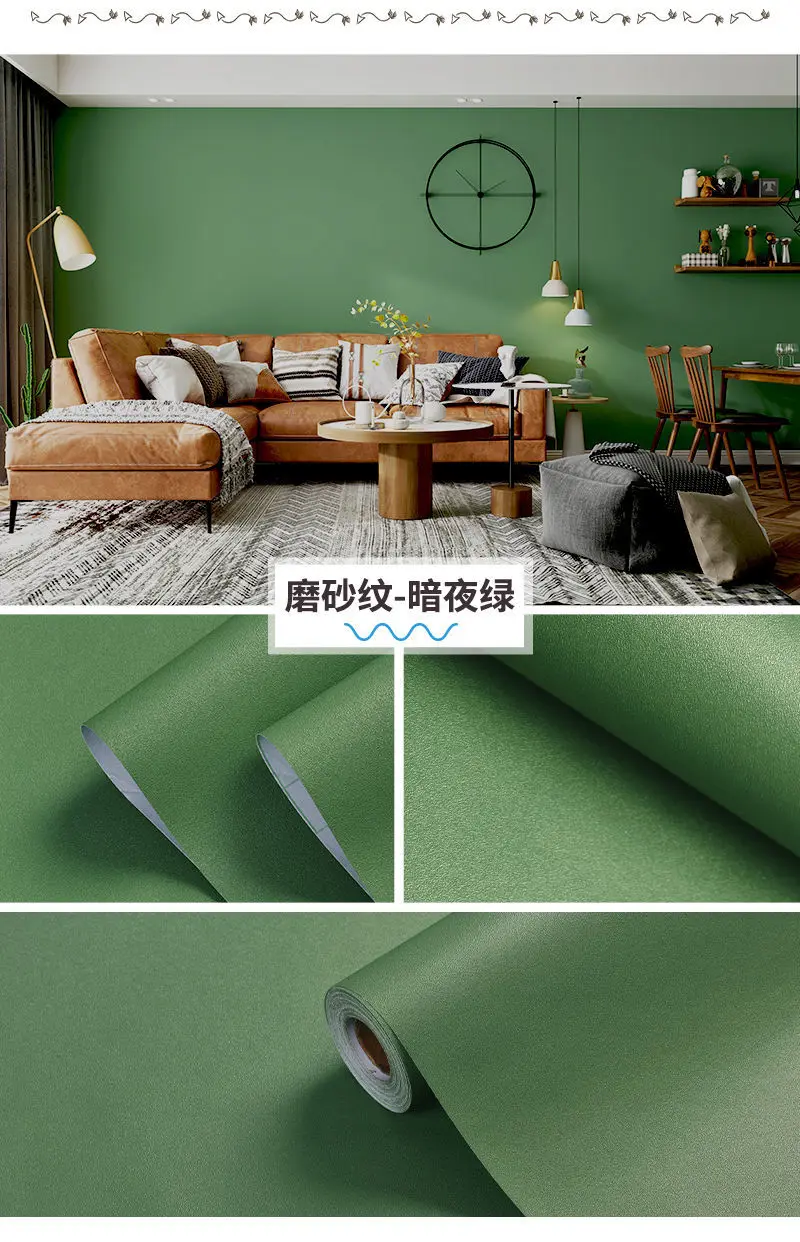 Dark Green Matte Wallpaper Peel and Stick Waterproof Contact Paper for Cabinets Vinyl Removable Self Adhesive Stickers for Walls