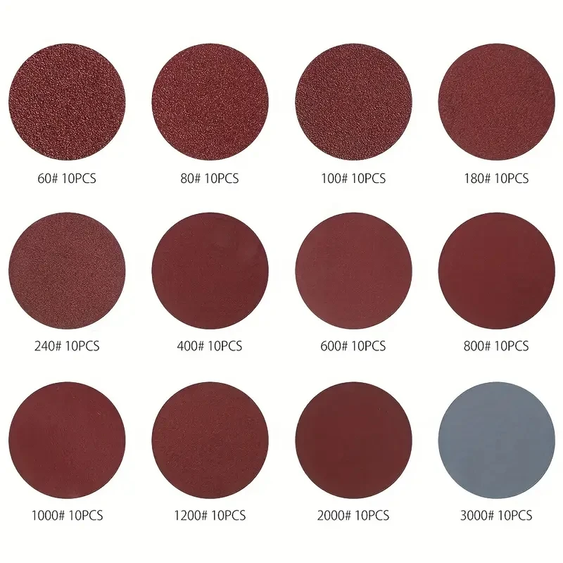 120Pcs 50mm Sandpaper Assortment 60-3000 Grit Sanding Disc Pad Set 2Inch For Drill Grinder Rotary Tools With Disk Pole Cushion image 6