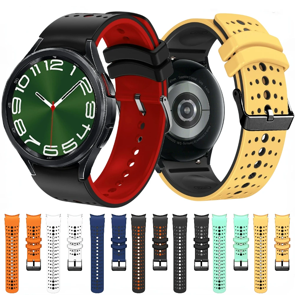 

Sport Silicone Strap for Samsung Galaxy Watch 7/6 44mm 40mm/6 Classic 47mm 43mm Wristband for Samsung Watch 4/Classic/5/Pro 45mm