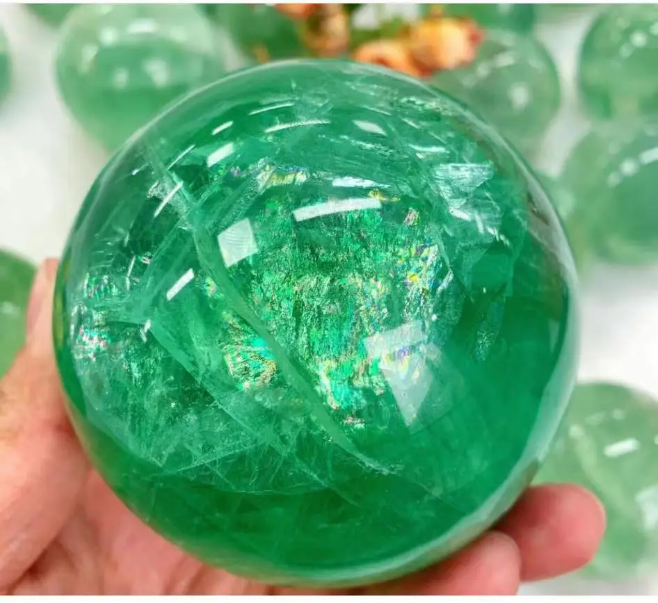 Natural Rainbow Fluoirte Sphere, High Quality Crystal Ball, Healing Home Decoration