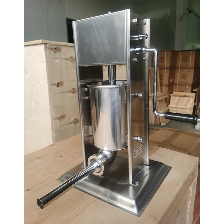 Manual Sausage Stuffer Stainless Steel Vertical Filler Hand Crank Two Speed Operated Making Machine for Home Kitchen Use