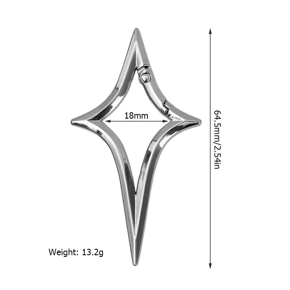 Zinc Alloy Cross Star Keychain Press Spring Buckle Durable Metal Key Ring Bag Charm for Purse Pendant Key Chain Accessories