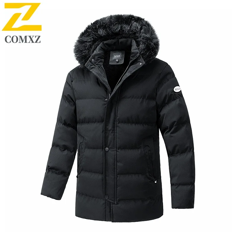 

​Men Down Cotton Jacket Winter Waterproof Windproof Thickened Korean Style Solid Color Autumn hooded​ Warm Outdoor sports Coat
