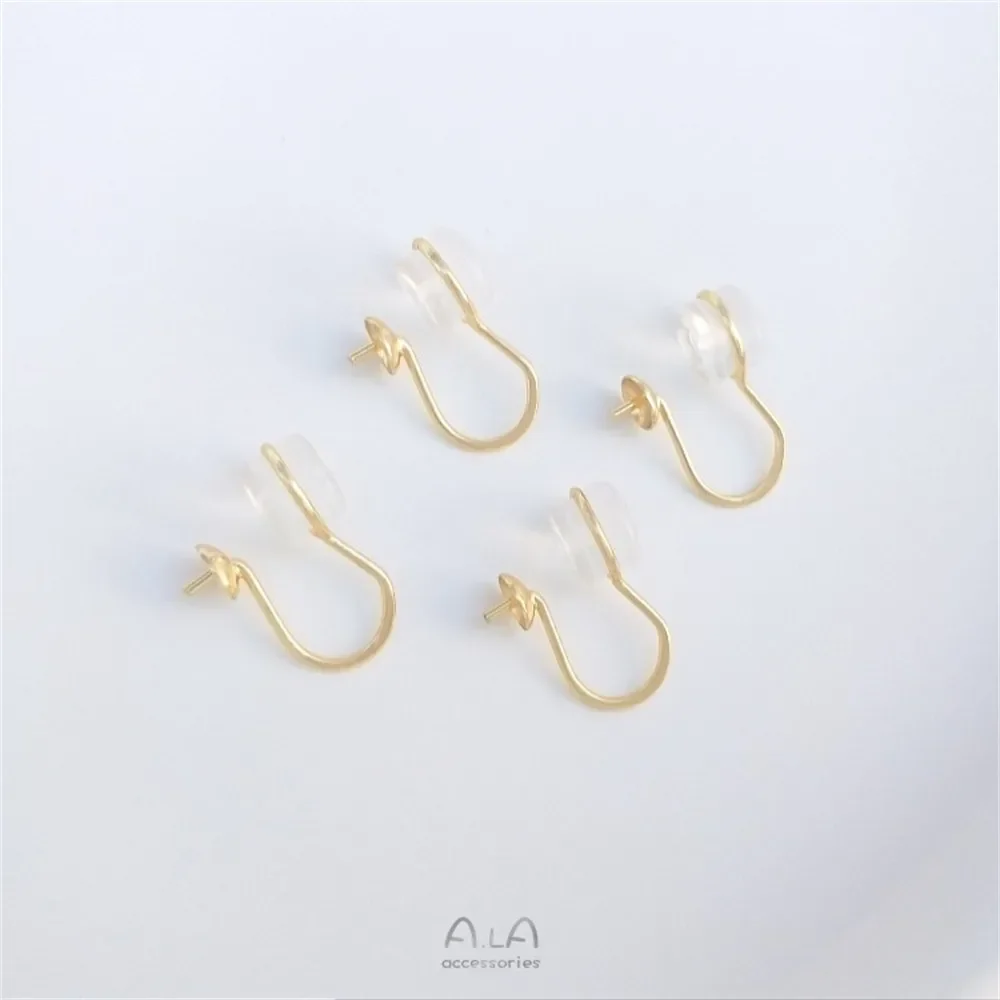 14K Gold-Color Half-hole Pearl Tray Ear Bone Clip Silicone Ear Clip DIY Piercing-free Ear Jewelry Handmade Accessories E283