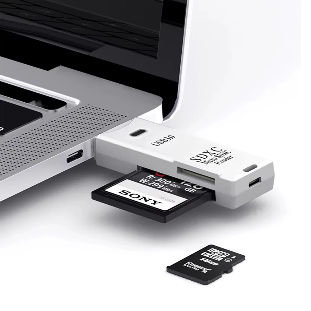 Multi Functional 2-in-1 Micro High-speed USB 3.0 / 2.0 Card Reader Supports TF+SD Computer, Tablet Camera, Laptop, Car Mounted