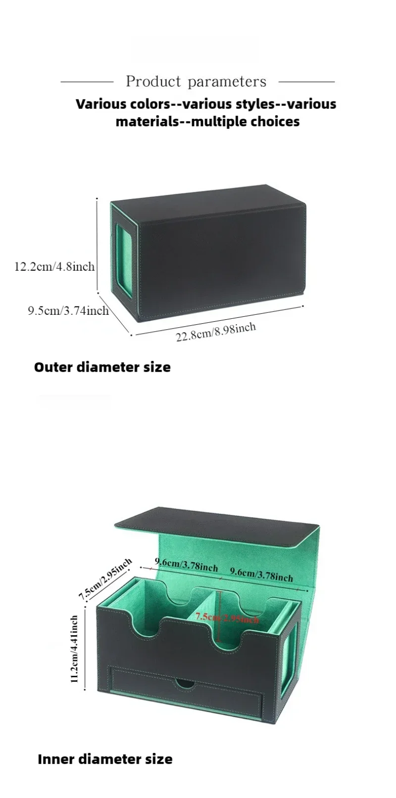 صندوق بطاقات لـ MTG مع عرض القائد 3 في 1 صندوق تخزين البطاقات الرياضية مع صينية النرد لأكثر من 200 بطاقات ذات أكمام واحدة لـ TCG