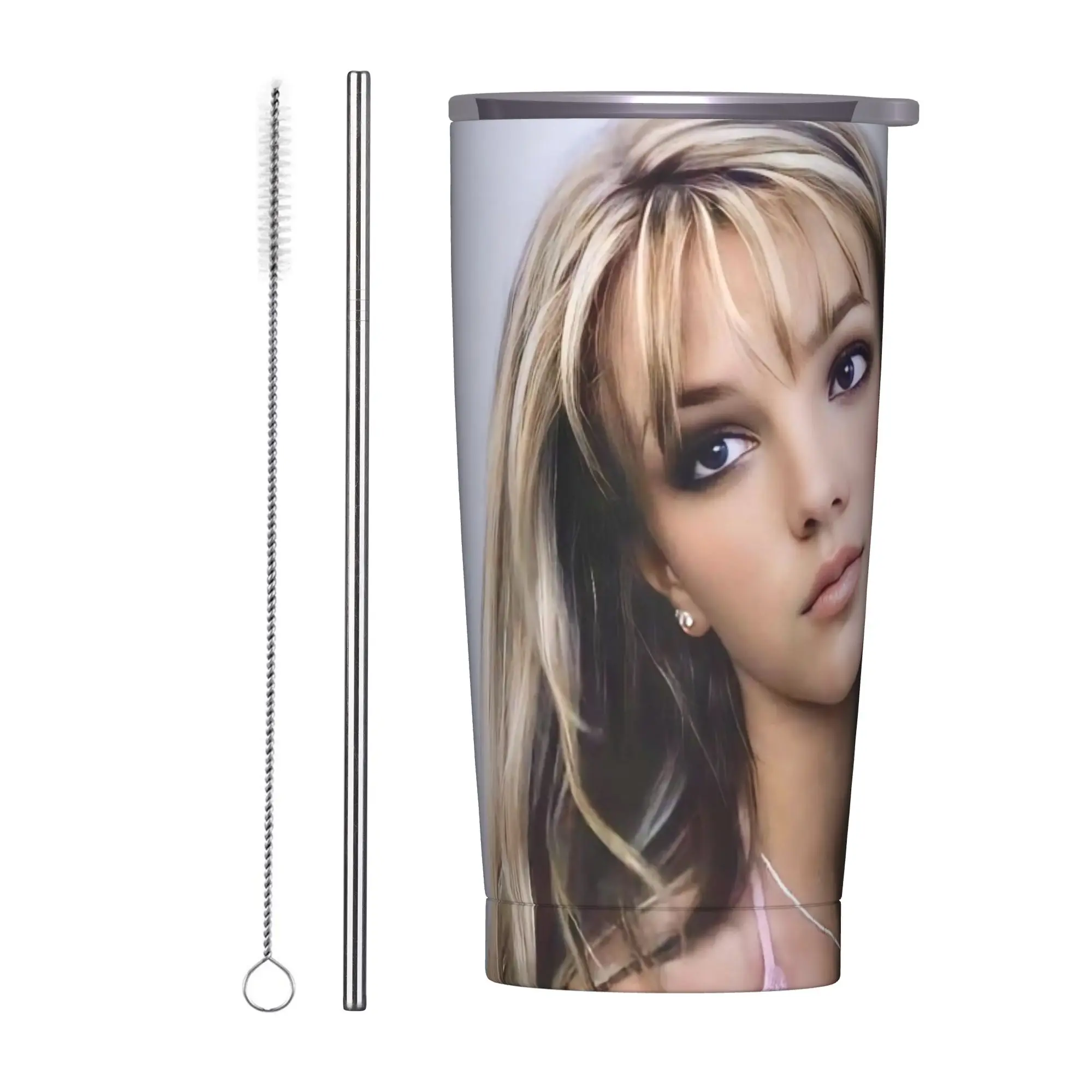 Singer Britney Spears Insulated Tumbler with Lid  Vacuum Coffee Mugs Office Home Car Bottle Cup 20oz
