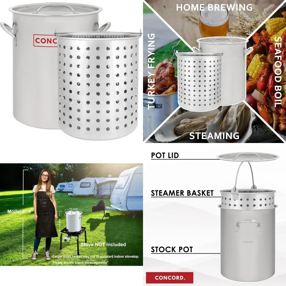 

Кастрюля из нержавеющей стали на 36 литров с корзиной для кипячения, прочная посуда для приготовления пищи большой объем