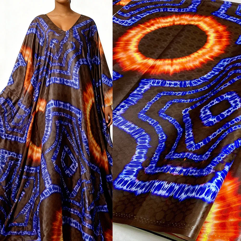 

4 Meters Bazin Riche Lace Fabric | African Brocade Cotton Material for Women Boubou | Shiny Printed Ankara