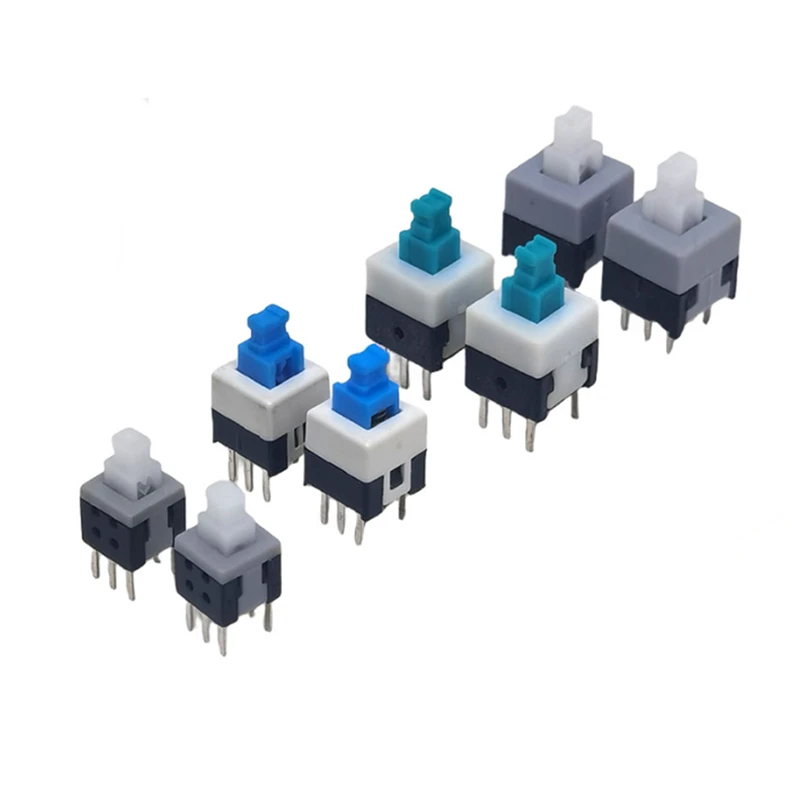 40PCS 5.8*5.8 7*7 8*8 8.5*8.5mm Self Locking & Non Locking Push Tactile Power Micro Switch Kit 6 Pin Button Switches Each 5pcs