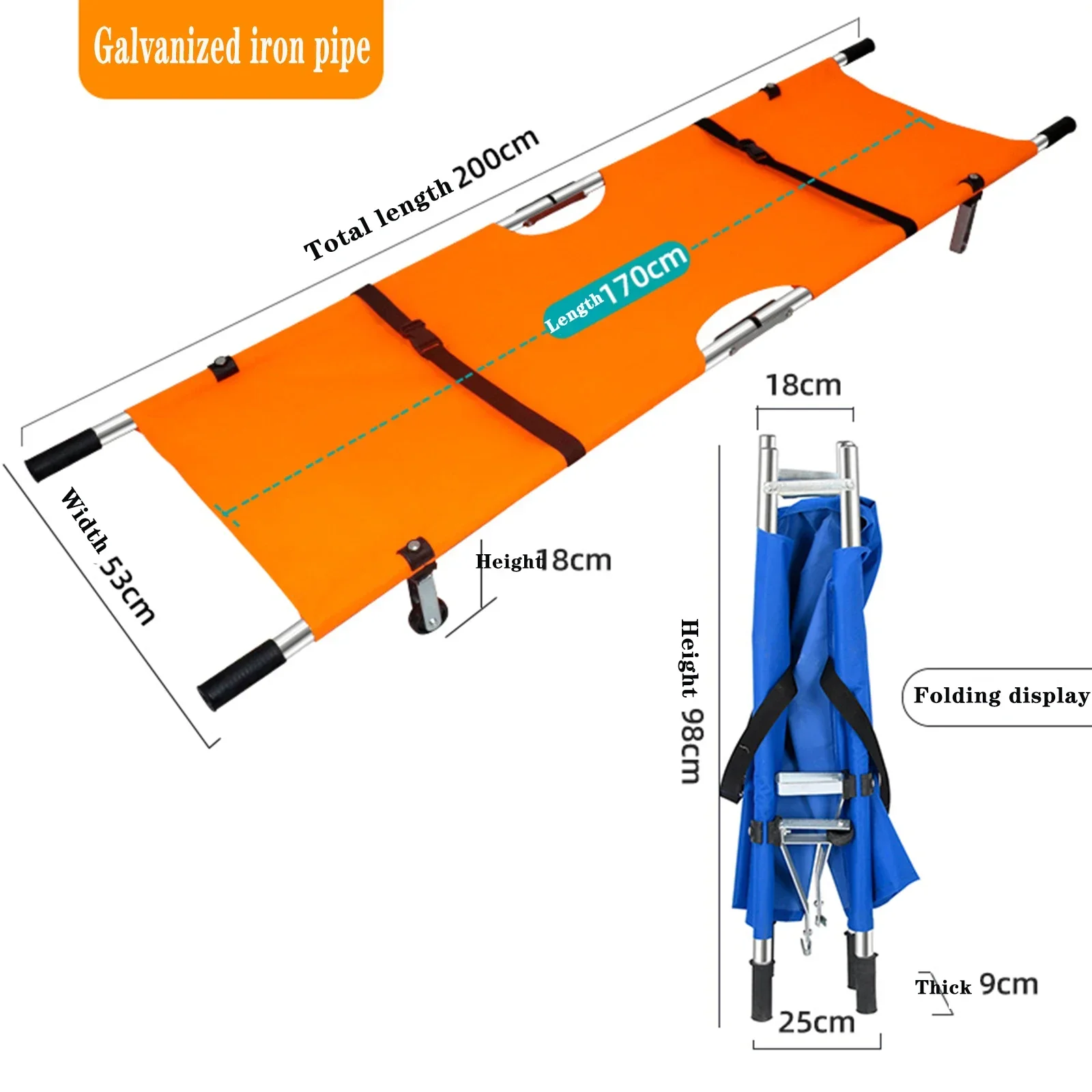 Emergency Folding Multi-functional Stretcher Transfer Bed for Stairs Mono-frame with Wheels