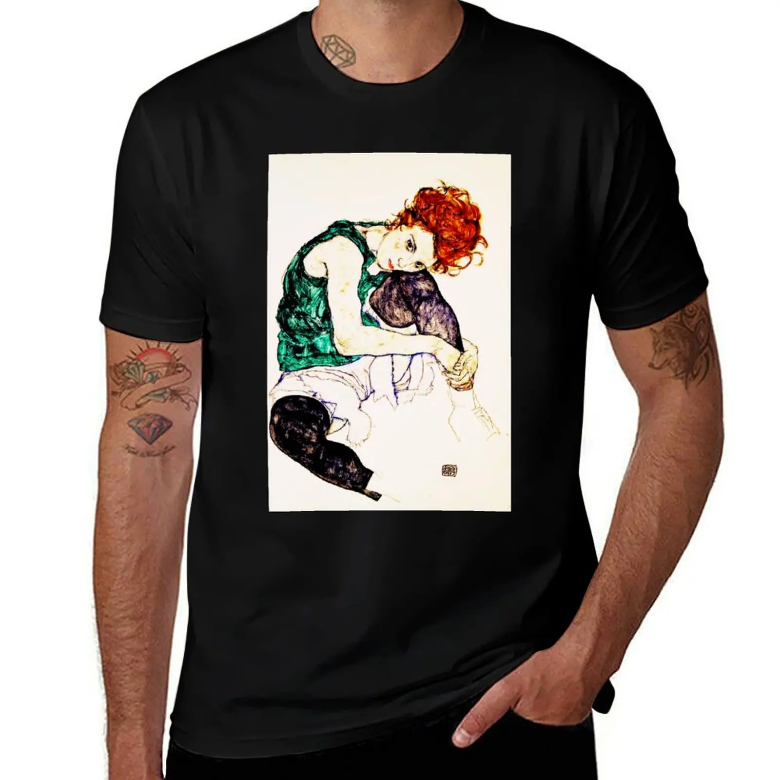 

Egon Schiele | Seated Woman with Legs Drawn up T-Shirt g man t shirts for men t shirt for man 100 percent cotton T-Shirt