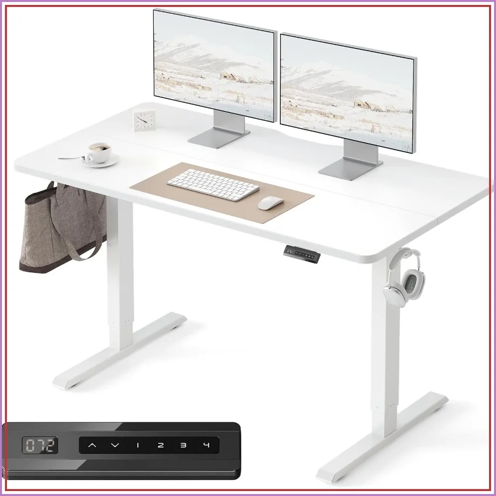 Electric Standing Desk 55 x 24 Inch Height Adjustable Sit Stand Office Desk White
