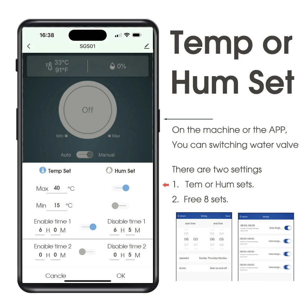 Bezprzewodowy Monitor temperatury wilgotności automatyczne podlewanie ogrodu zegar Wifi kompatybilny z Bluetooth inteligentny kontroler wewnątrz na