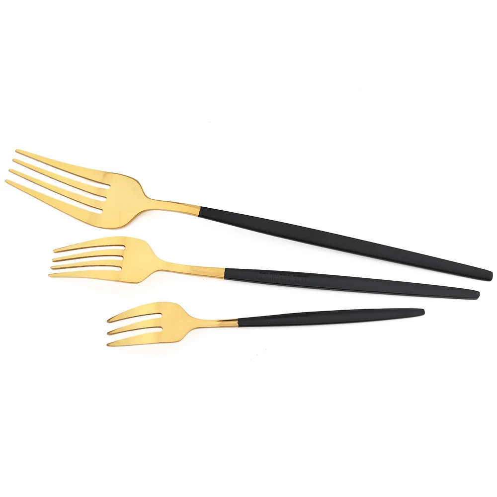 48pcs Black Gold Cutlery Set Knife Dessert Fork Coffee Spoon Dinnerware Stainless Steel Tableware Western Party Kitchen Flatware