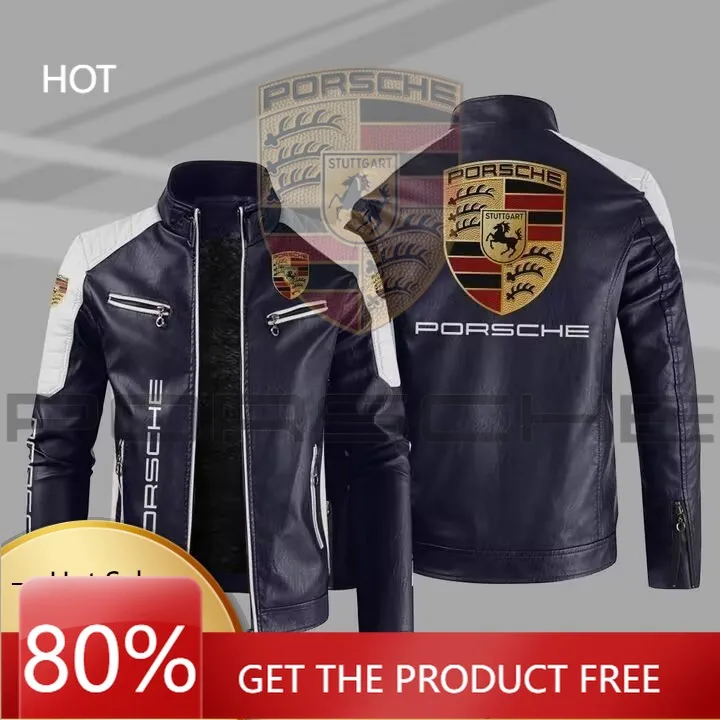 

Porsche Car Sticker For Porsche Emblems F1 Team Racing Fans Leather Jacket Men's and Women's Long Sleeves Riding Windbreaker Jac