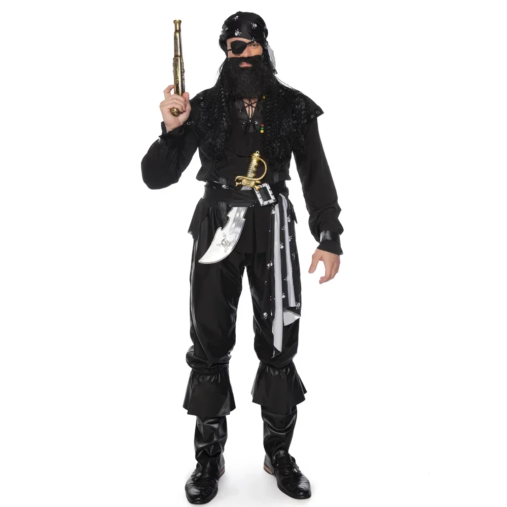 

Role-playing Suit Halloween Pirate Costume Men Adult Cosplay Costume Eyepatch Beard Deluxe Carnival Pirates Costume