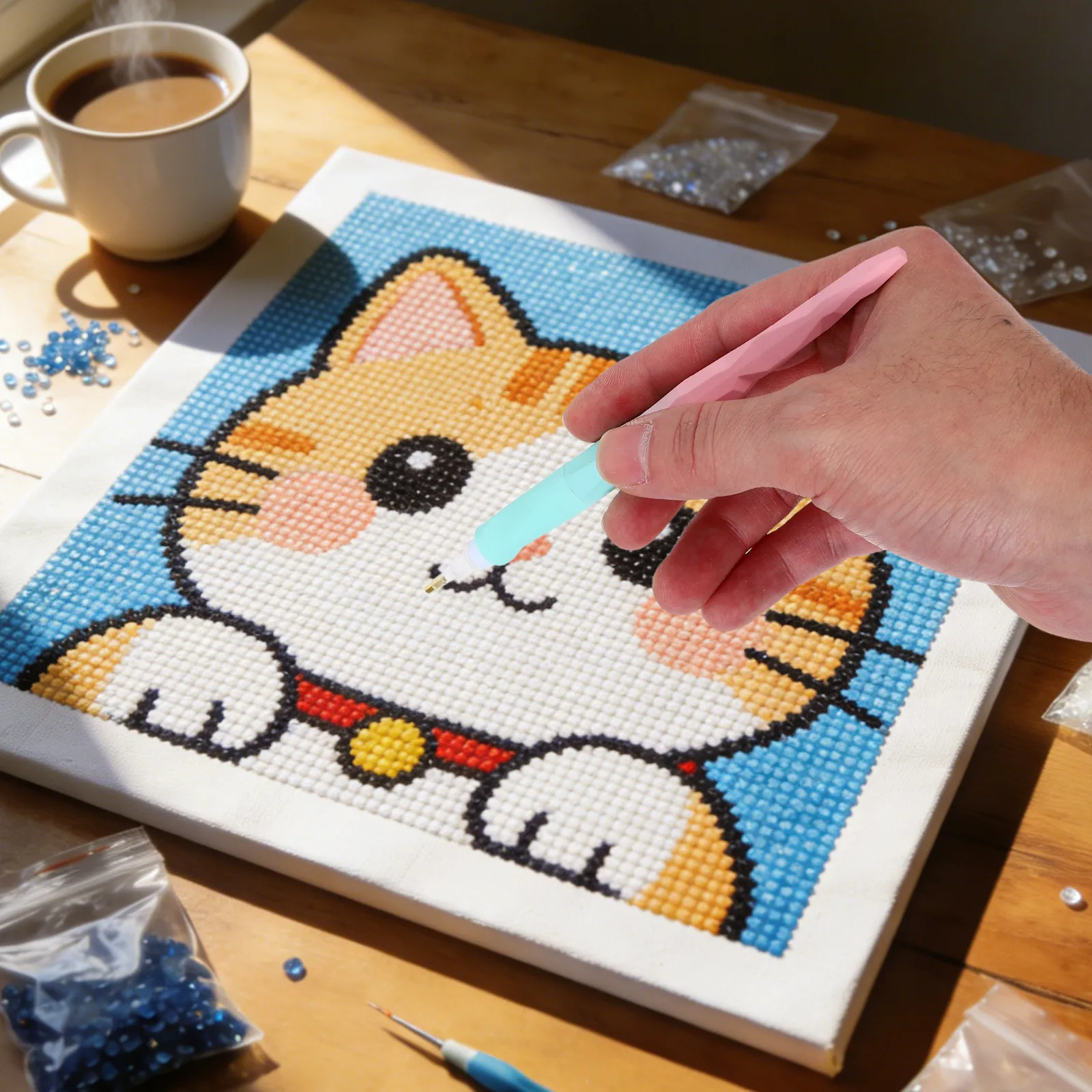 

1Set Rhinestone Art Drill Pen Plastic Tip Roller Tool DIY Craft Nail Gem Painting Crystal Placement Supplies Rhinestone Design