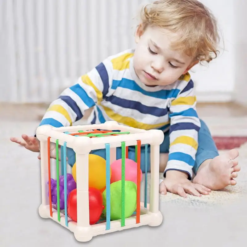 Shape Sorting Cube Fruit Sensory Toys Shape Sorter Fine Motor Skills Toys Learning Activity Developmental STEM Toy For Kids Ages