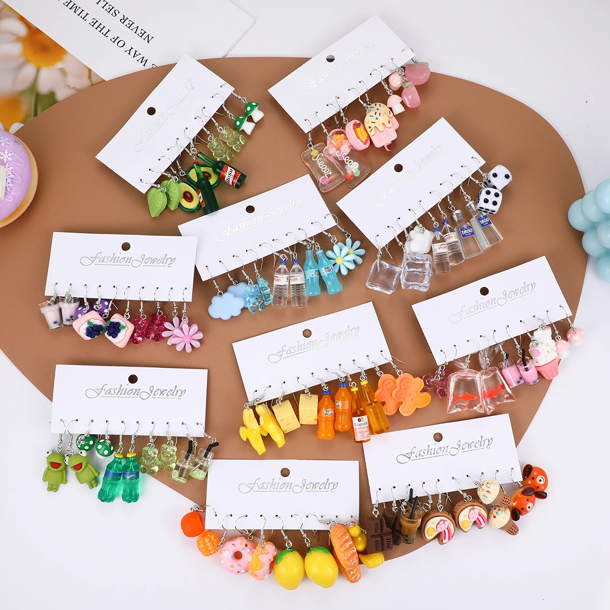 17KM-Juego de pendientes acrílicos de dopamina para mujer y niña, aretes coloridos de dibujos animados, accesorios de joyería a la moda, regalos