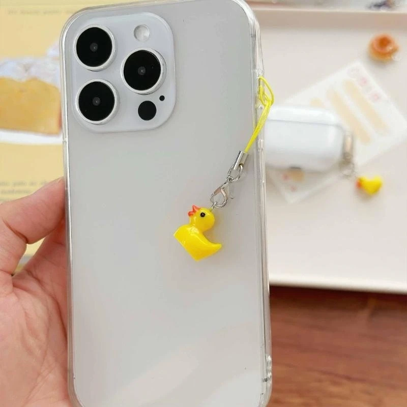 Quirky Yellow Duck Bag Charm Resin Crafted Animal Keychain Handmade Gift for Her