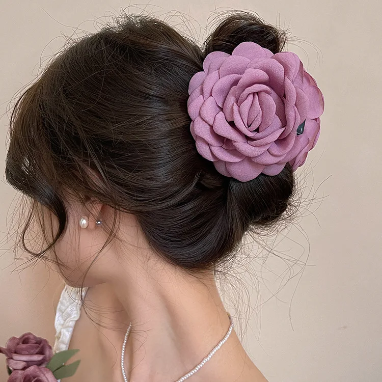 Pinces à cheveux en tissu élégant, fleur de Rose, pour femmes et filles, pince à cheveux tendance, Barrette queue de cheval, couvre-chef, accessoires pour cheveux