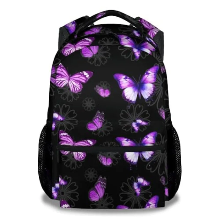 

Backpack for Girls Women - 6 Inch Black Backpacks for Teens Adults - Fashion Print Bookbag for School Travel