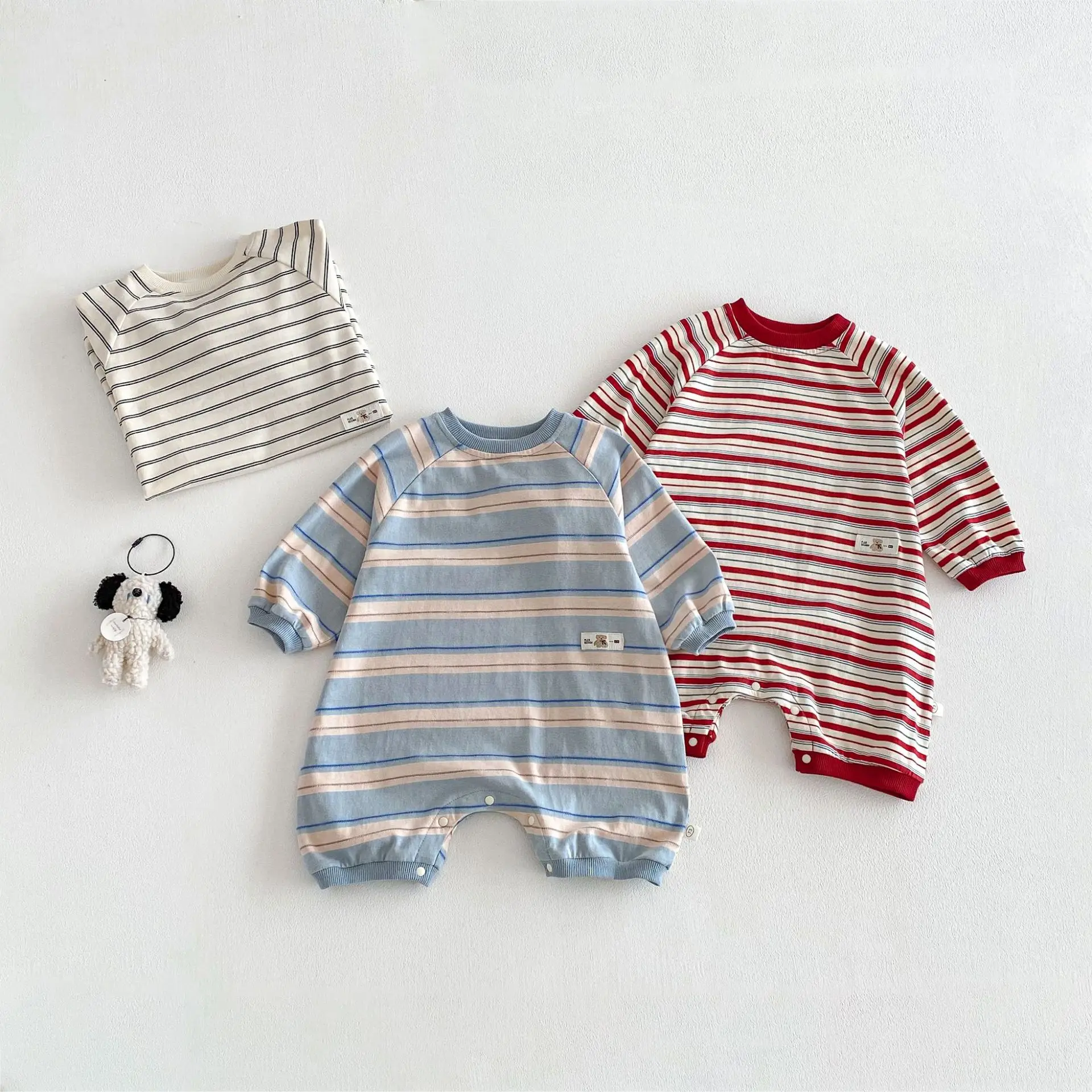 Childrens Jumpsuit 2026 Spring Korean Style Western-style Striped Crawling Suit Soft and Comfortable Versatile Daily Casual Wear