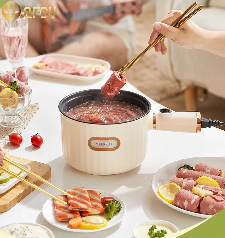 Electric pot, multifunctional one person food, instant noodle pot, hot pot low-power, non stick, with steamer, student dormitory