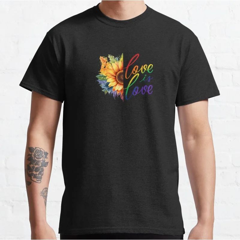 

Love is Love lgbtq pride month gift clothing Short-sleeve crewneck T-shirt for men large size Adult Tops S-6xl