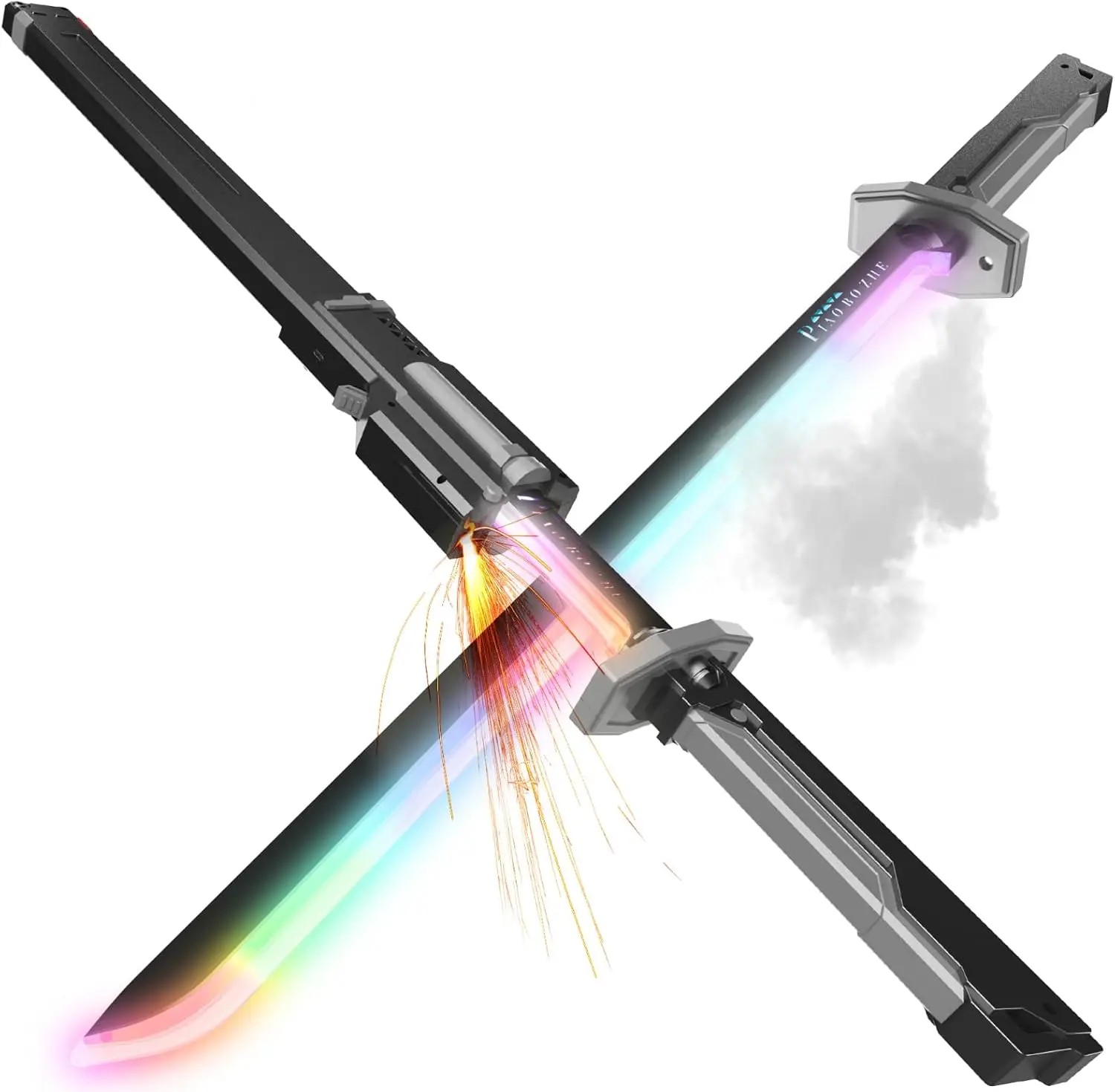 

Neon LED Spark Sword with Sound and Fog, Type-C Recharge, 31.5" Glowing Ninja Blade Toy for Cosplay, Rave, Halloween (Grey)